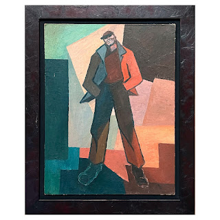 G. Goodman Signed Modernist Figural Portrait Oil Painting