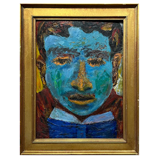 Reading Man Expressionist Portrait Oil Painting