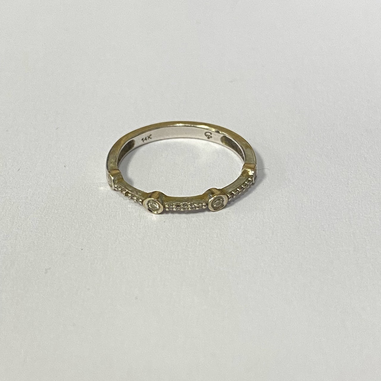 14K White Gold & Diamond Band Ring