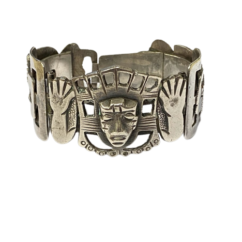 Sterling Silver Aztec Motif Bracelet