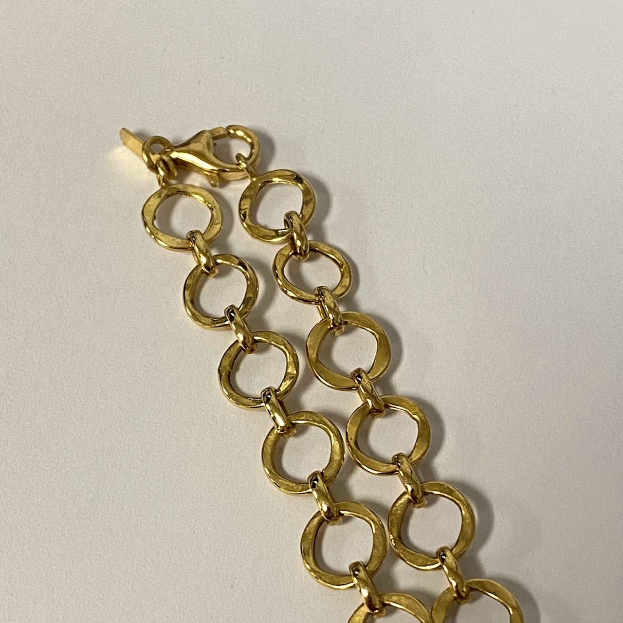 14K Gold Modernist Round Link Necklace