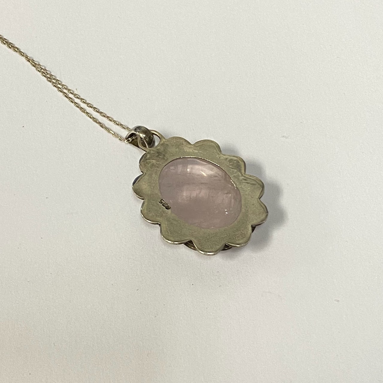 Sterling Silver & Rose Quartz Pendant Necklace