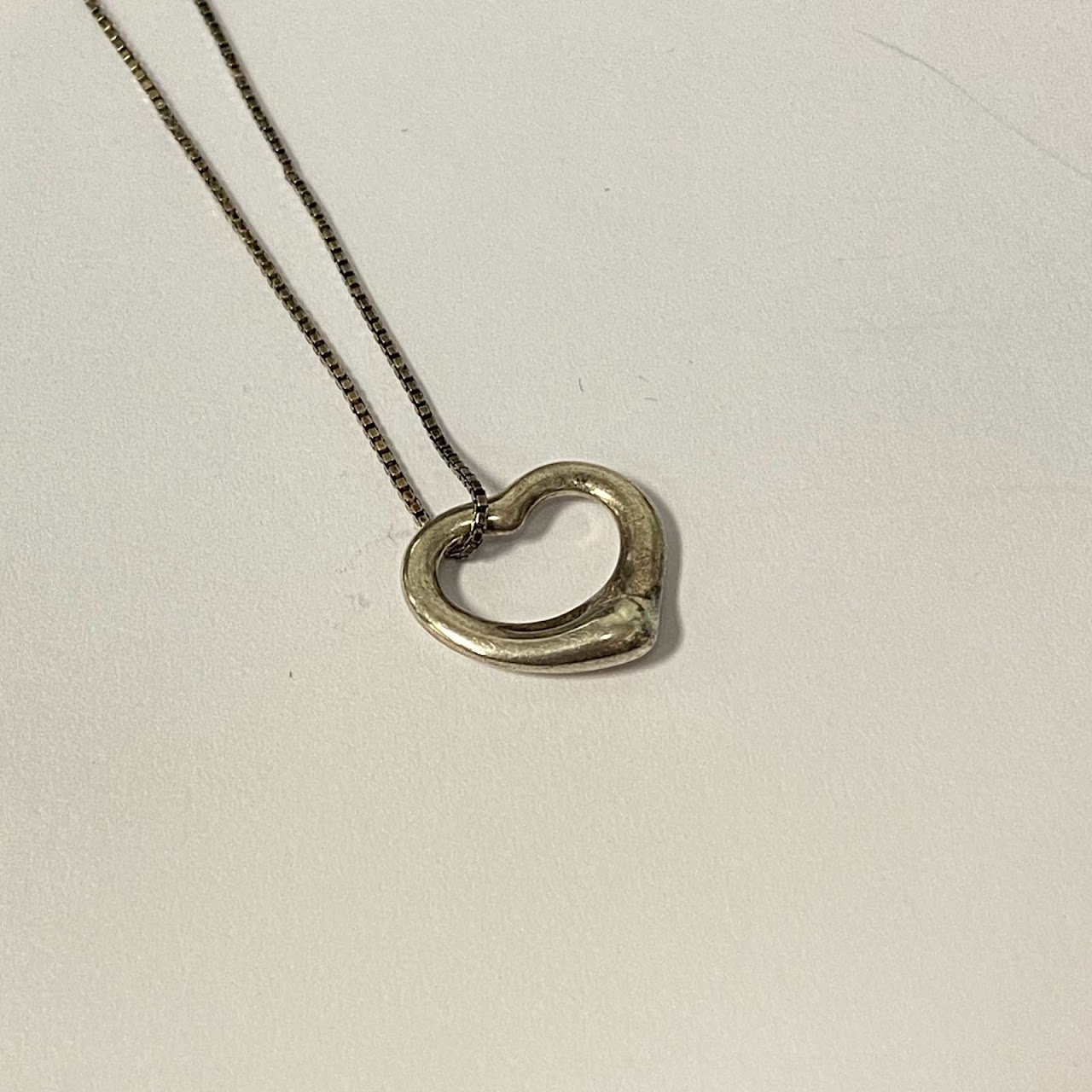 Tiffany & Co. X Elsa Peretti Sterling Silver Open Heart Pendant on Chain