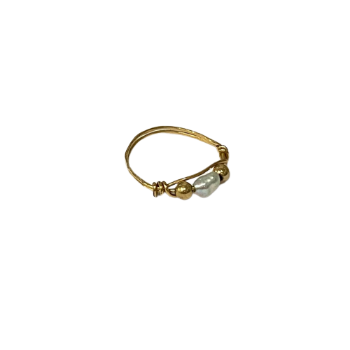 14K Gold & Seed Pearl Wire Ring