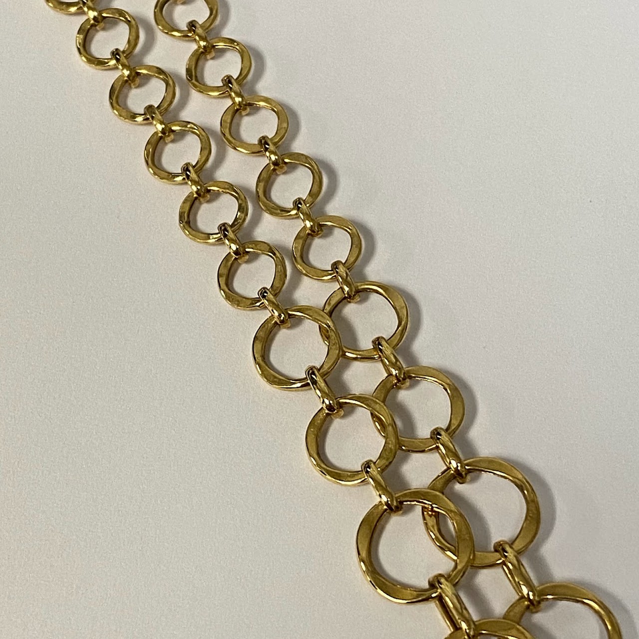 14K Gold Modernist Round Link Necklace