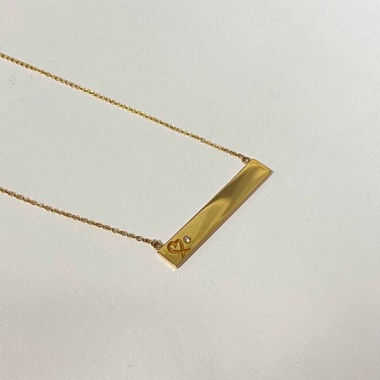 Tiffany & Co. x Paloma Picasso 18K Gold & Diamond  Loving Heart Bar Necklace