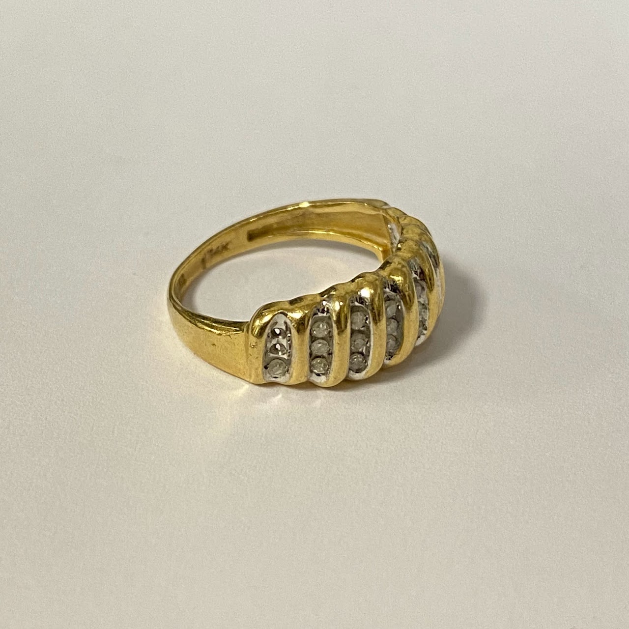 14K Gold & Diamond Wave Ring