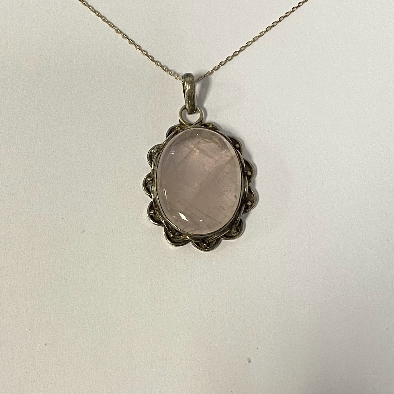 Sterling Silver & Rose Quartz Pendant Necklace