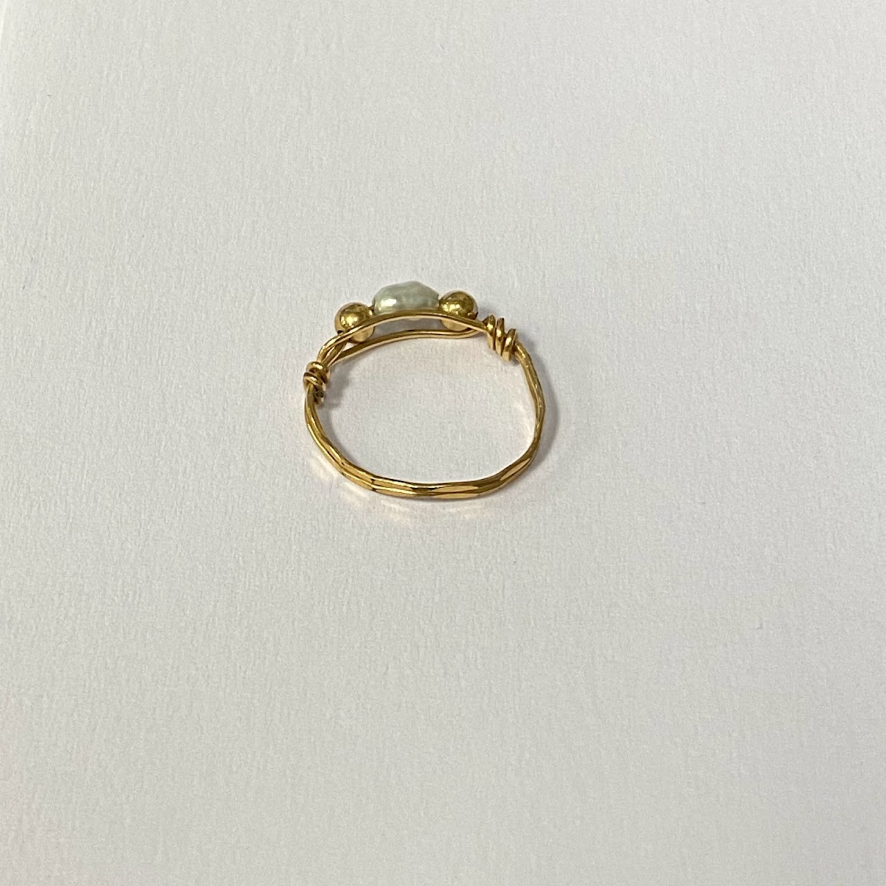 14K Gold & Seed Pearl Wire Ring