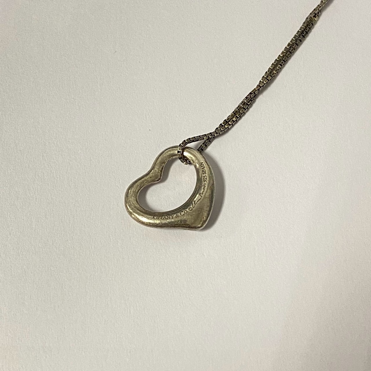 Tiffany & Co. X Elsa Peretti Sterling Silver Open Heart Pendant on Chain