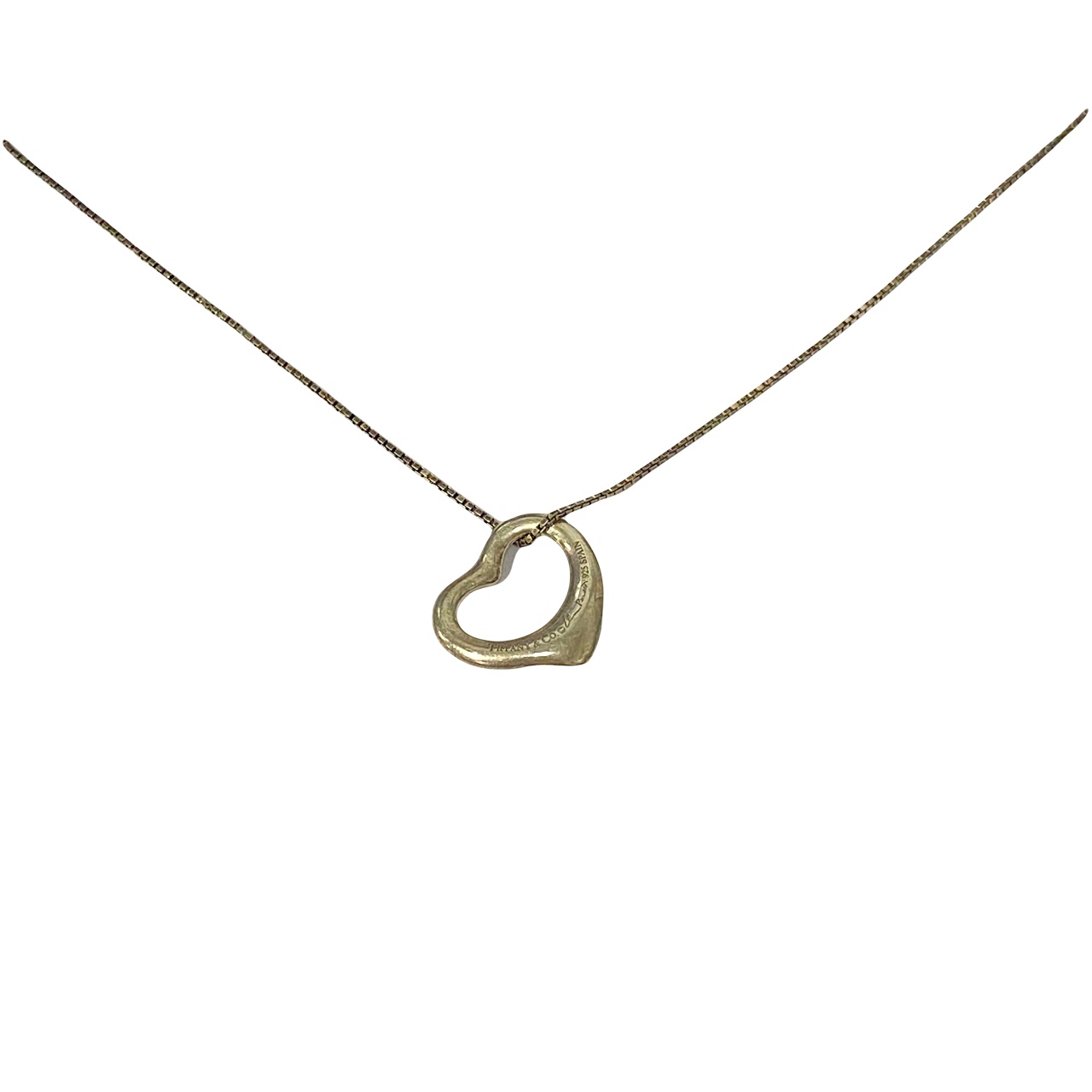 Tiffany & Co. X Elsa Peretti Sterling Silver Open Heart Pendant on Chain