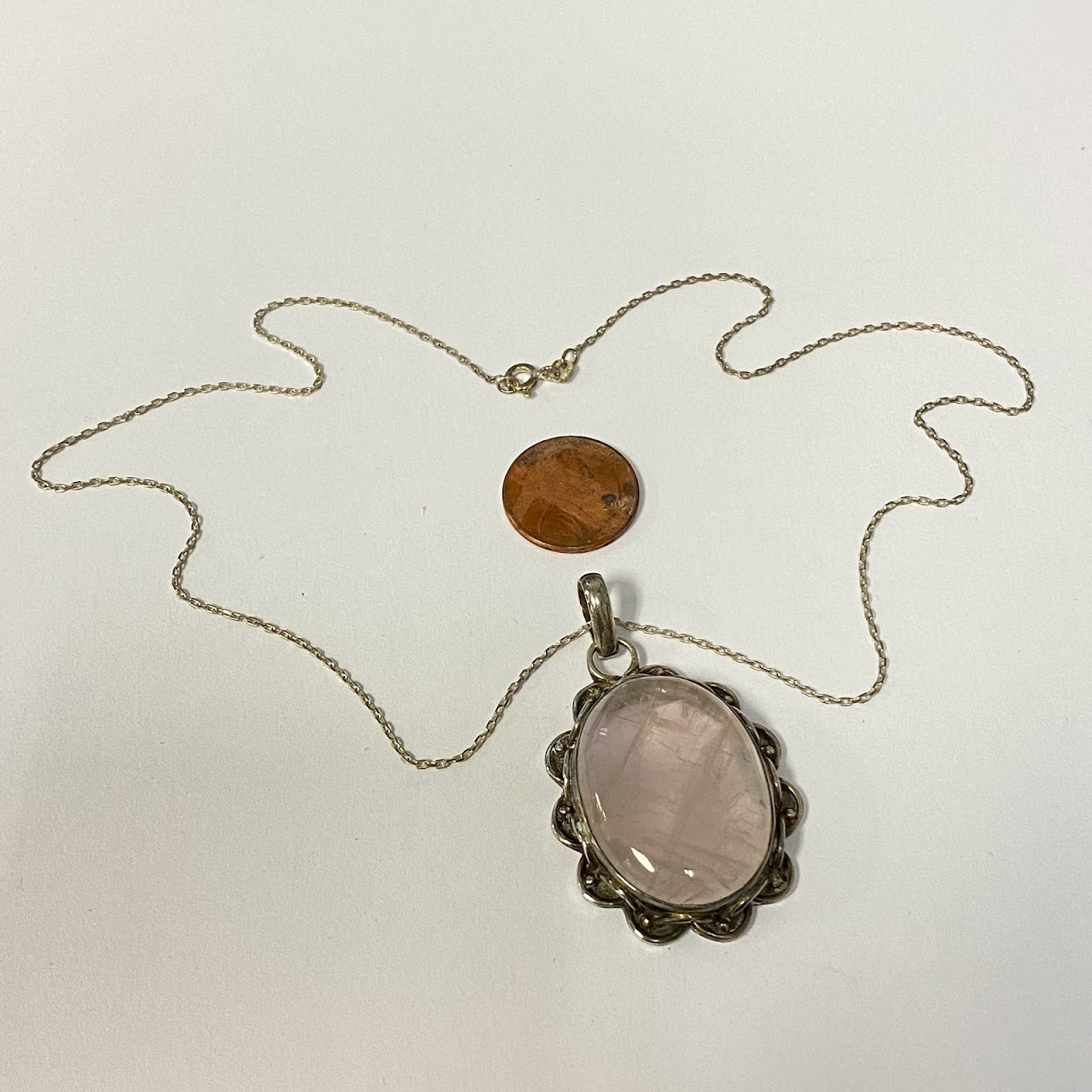 Sterling Silver & Rose Quartz Pendant Necklace