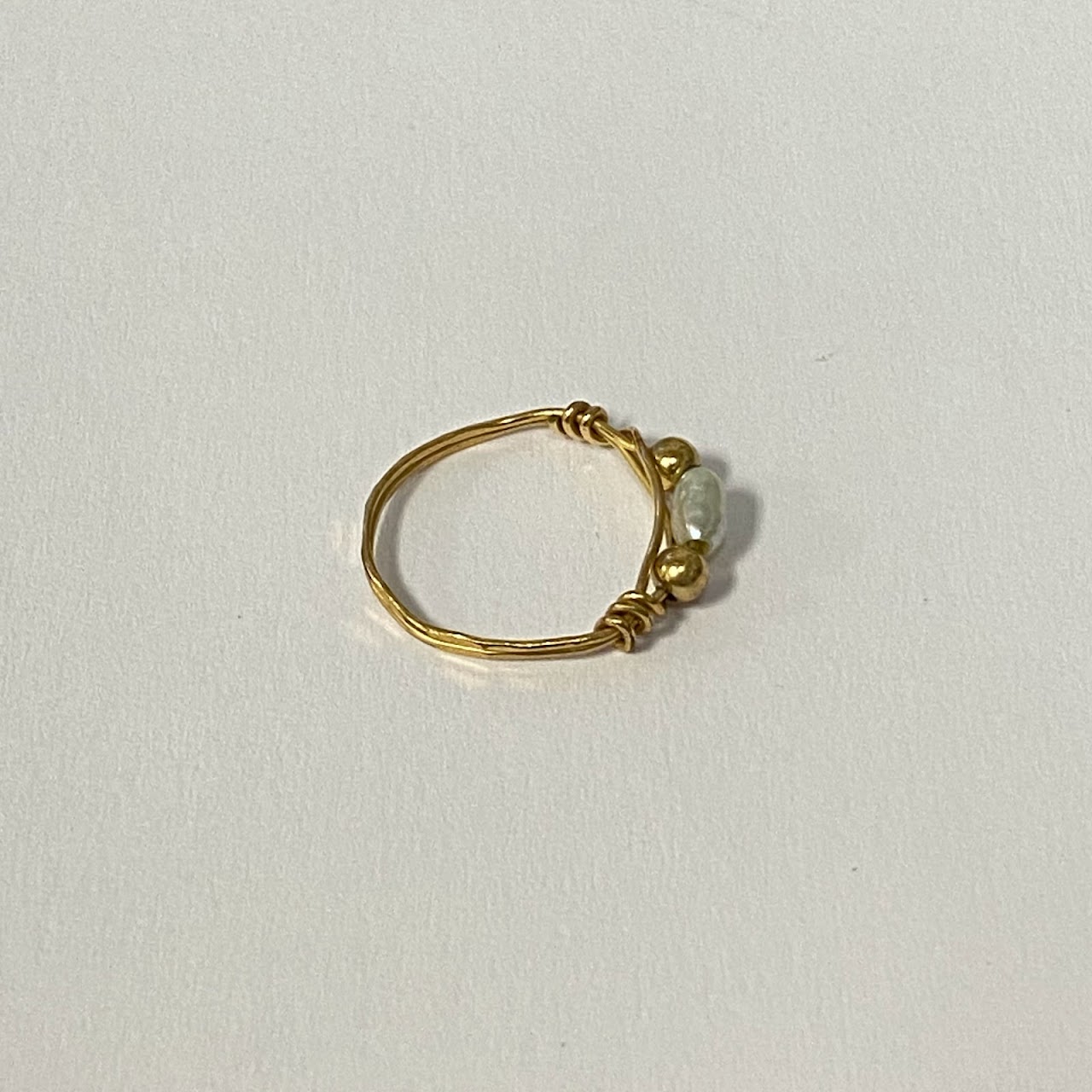 14K Gold & Seed Pearl Wire Ring