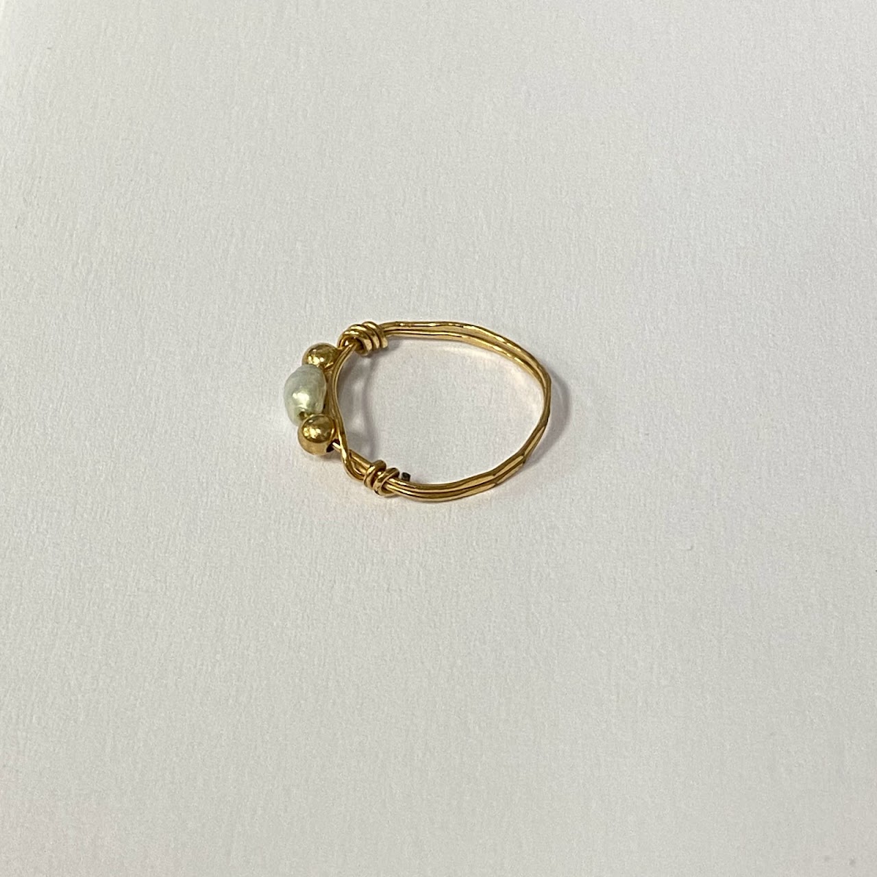 14k Gold And Seed Pearl Wire Ring