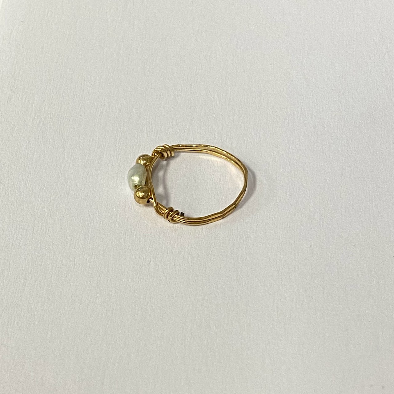 14K Gold & Seed Pearl Wire Ring