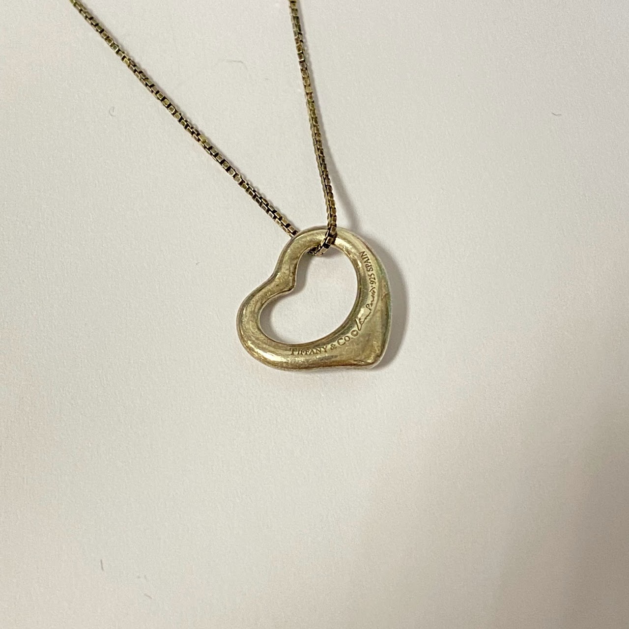 Tiffany & Co. X Elsa Peretti Sterling Silver Open Heart Pendant on Chain