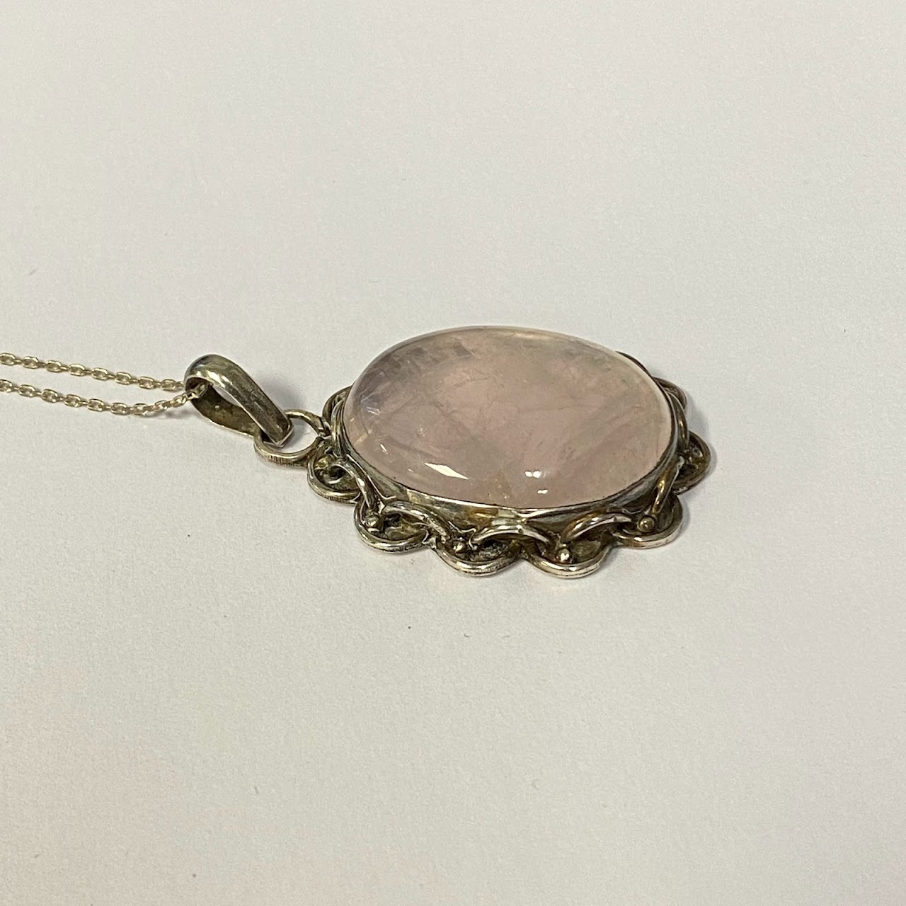 Sterling Silver & Rose Quartz Pendant Necklace