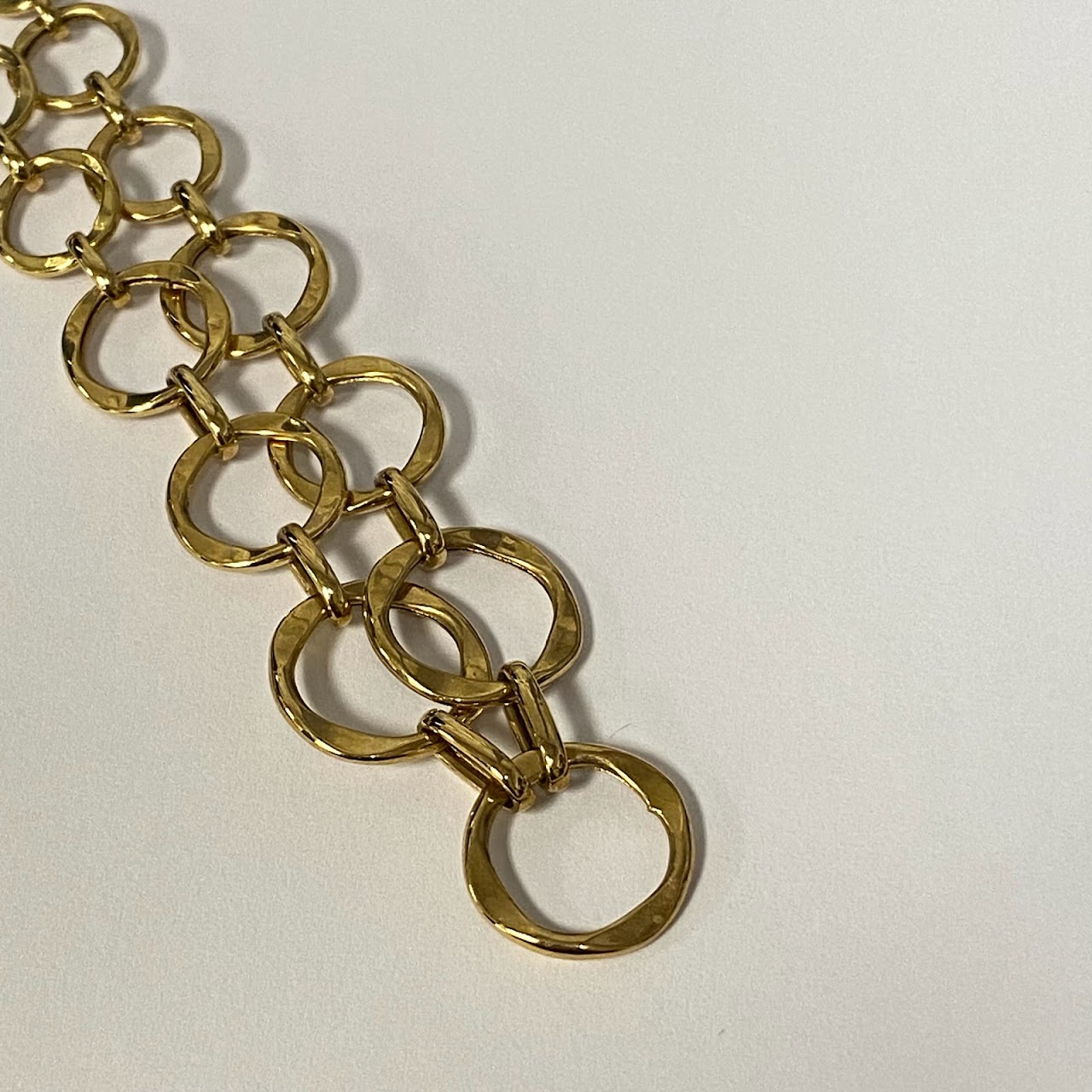 14K Gold Modernist Round Link Necklace