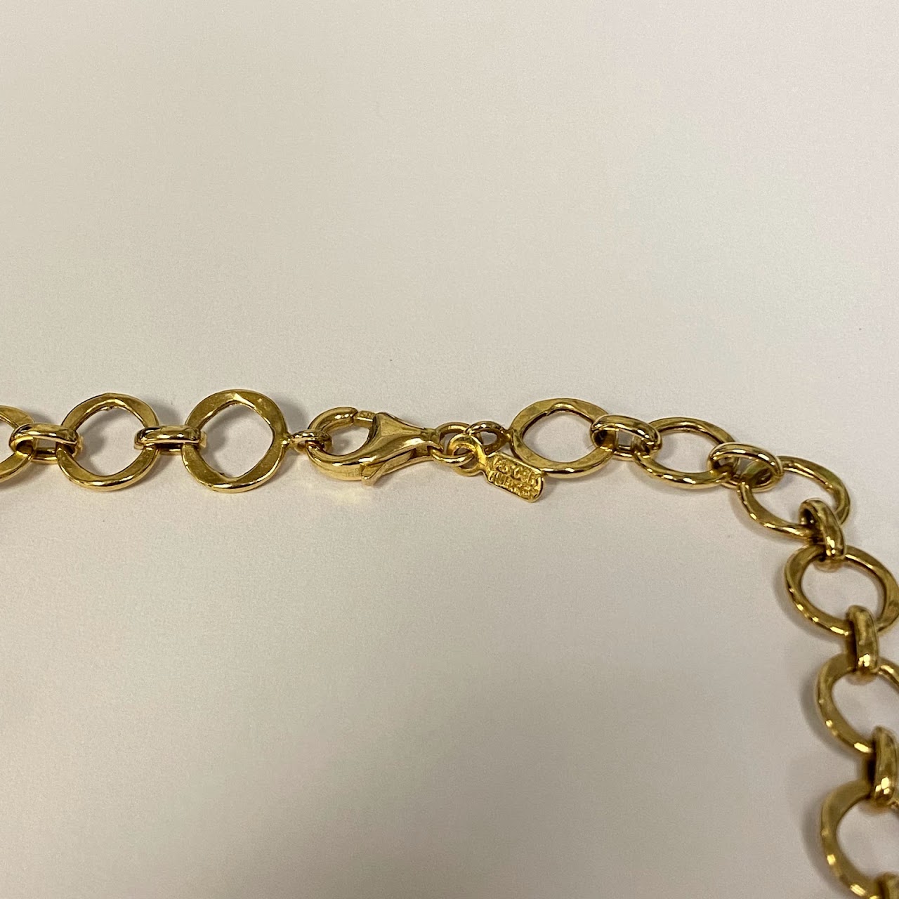 14K Gold Modernist Round Link Necklace