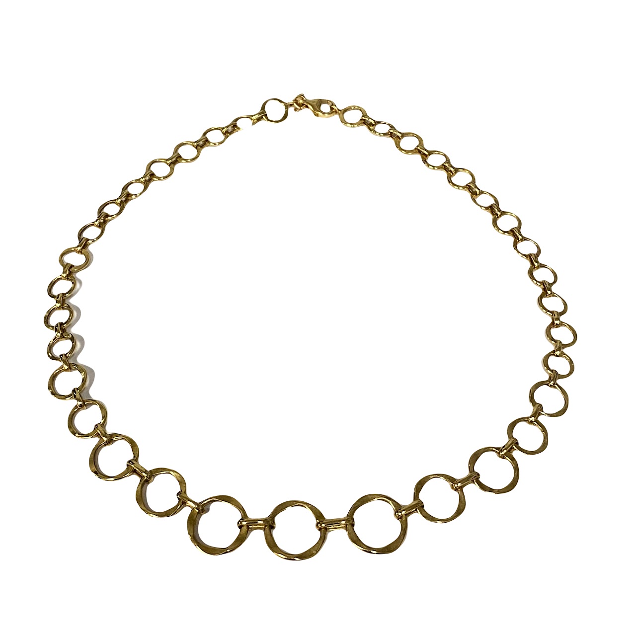 14K Gold Modernist Round Link Necklace