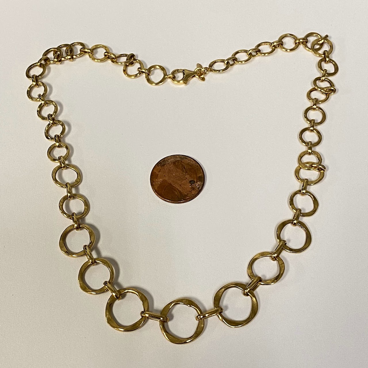 14K Gold Modernist Round Link Necklace