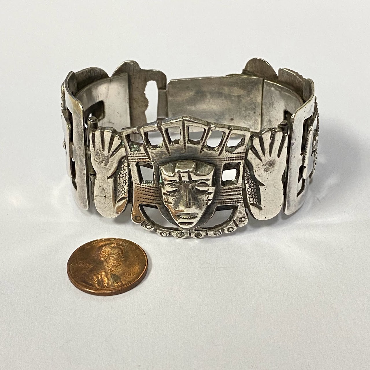 Sterling Silver Aztec Motif Bracelet