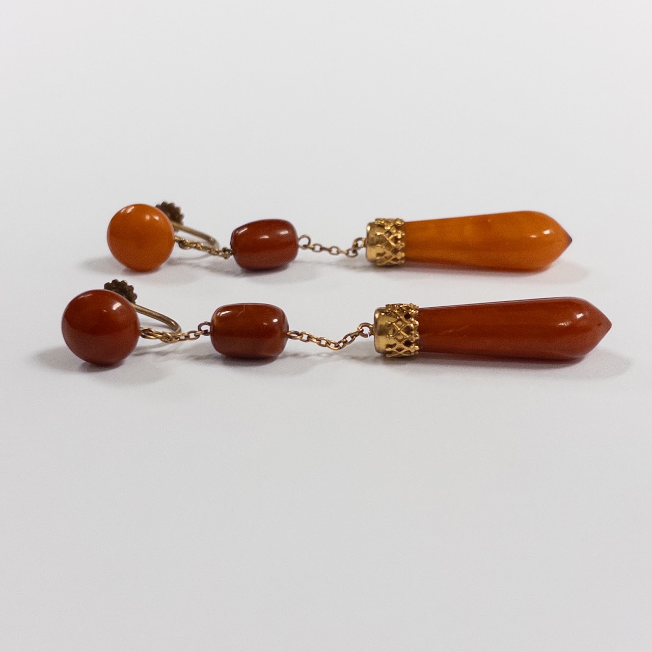 14K Gold and Carnelian Drop Earrings