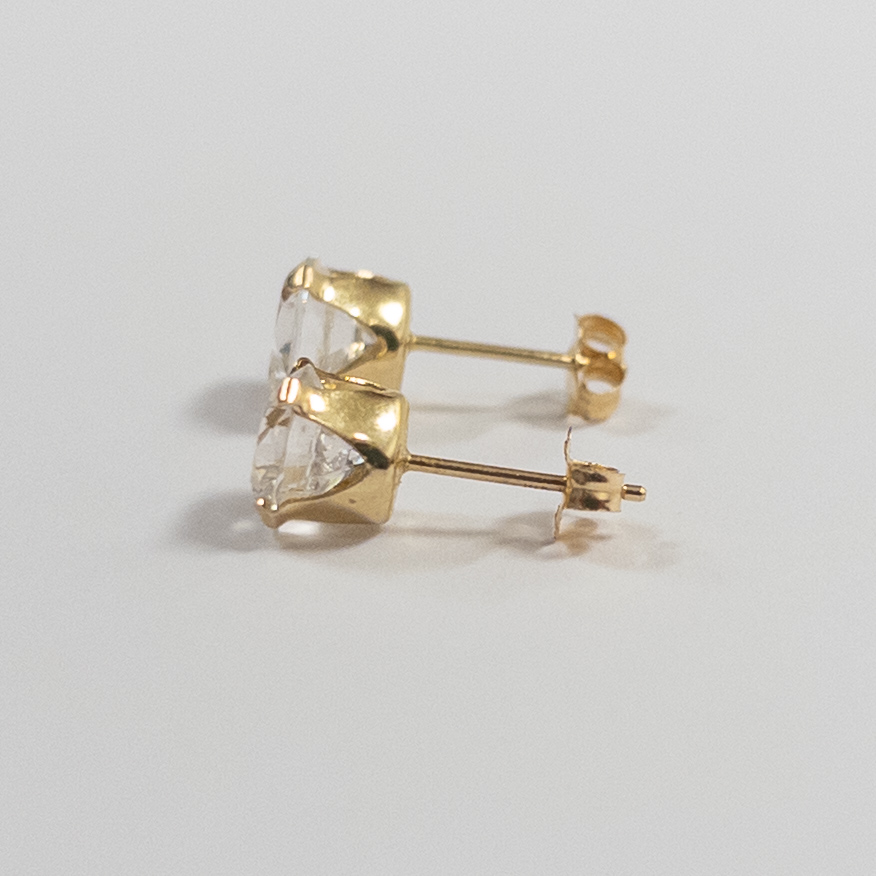 14K Gold and Crystal Stud Earrings