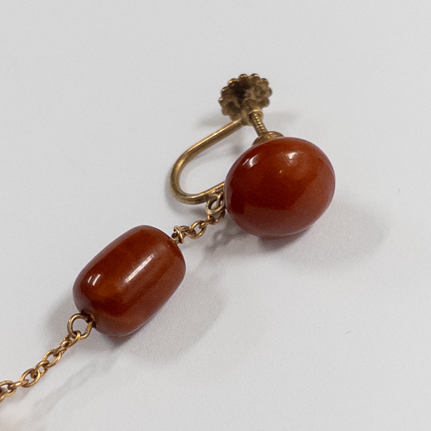 14K Gold and Carnelian Drop Earrings