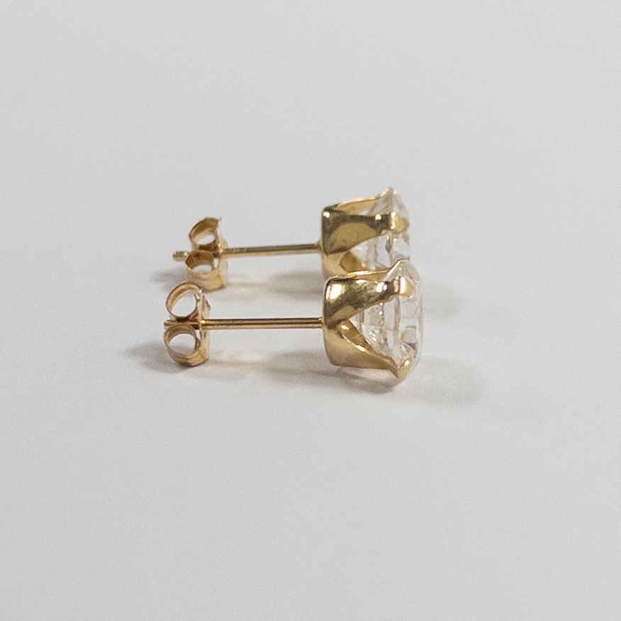 14K Gold and Crystal Stud Earrings