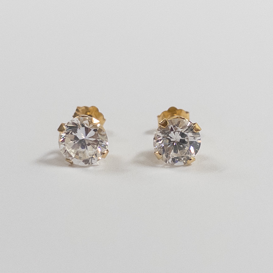 14K Gold and Crystal Stud Earrings