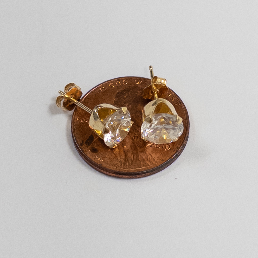 14K Gold and Crystal Stud Earrings