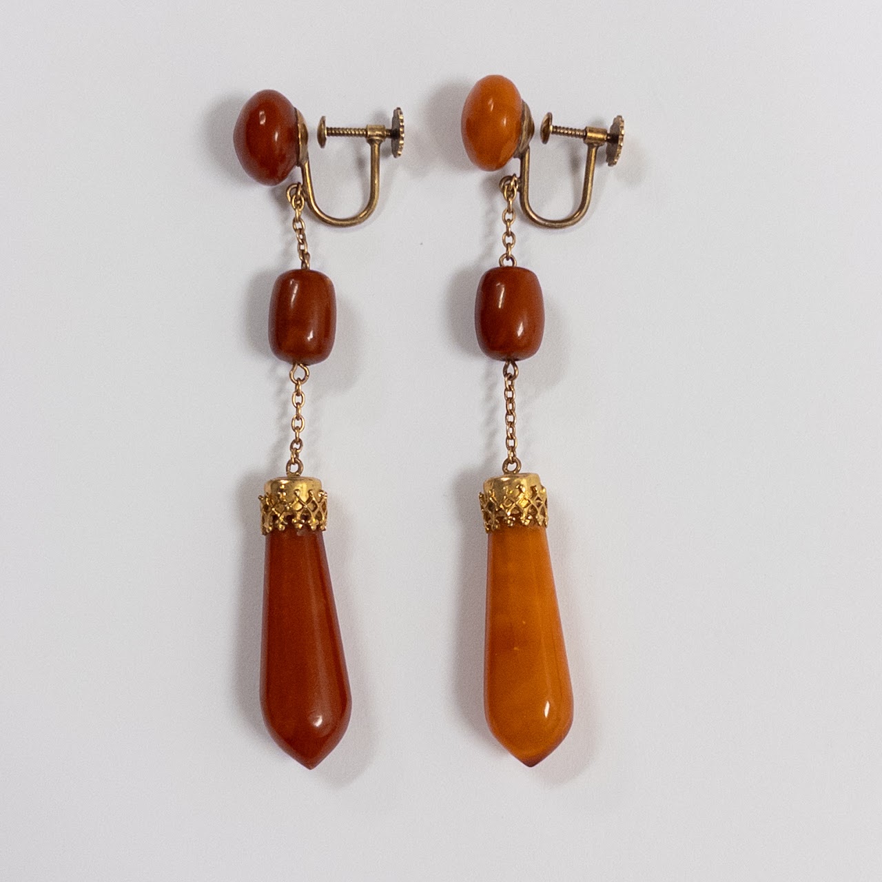 14K Gold and Carnelian Drop Earrings