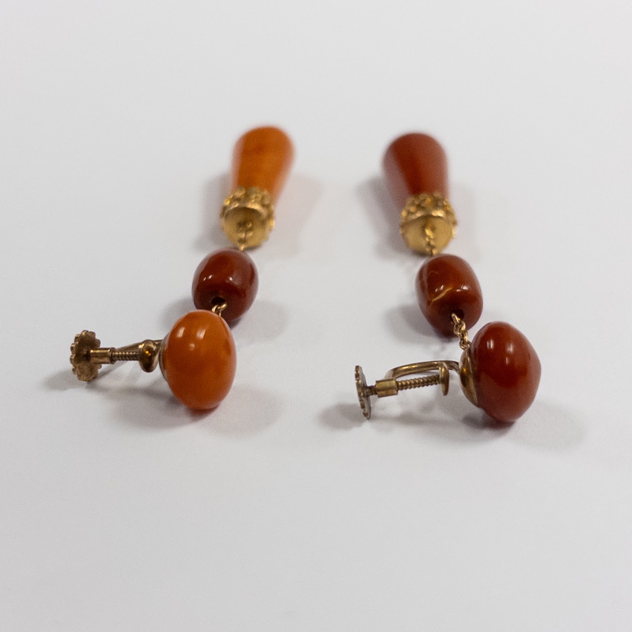 14K Gold and Carnelian Drop Earrings