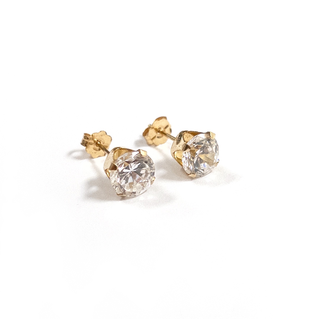 14K Gold and Crystal Stud Earrings