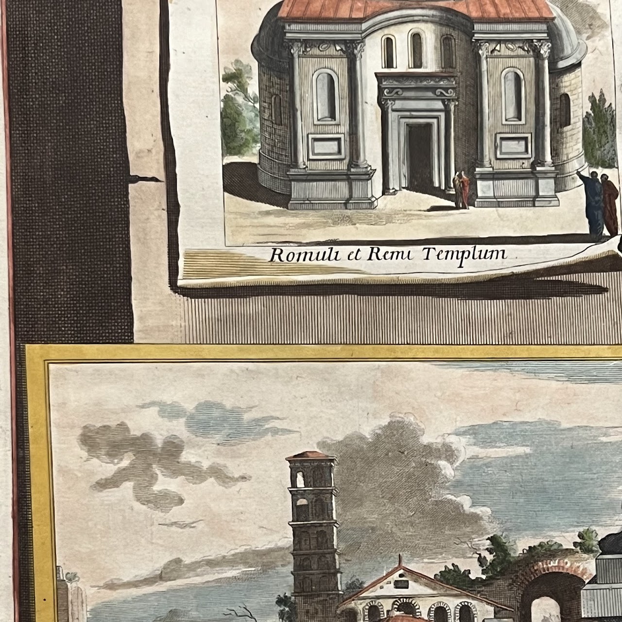 Early 18th C. Jan Goeree 'Temple of Romulus' Hand-Colored Engraving