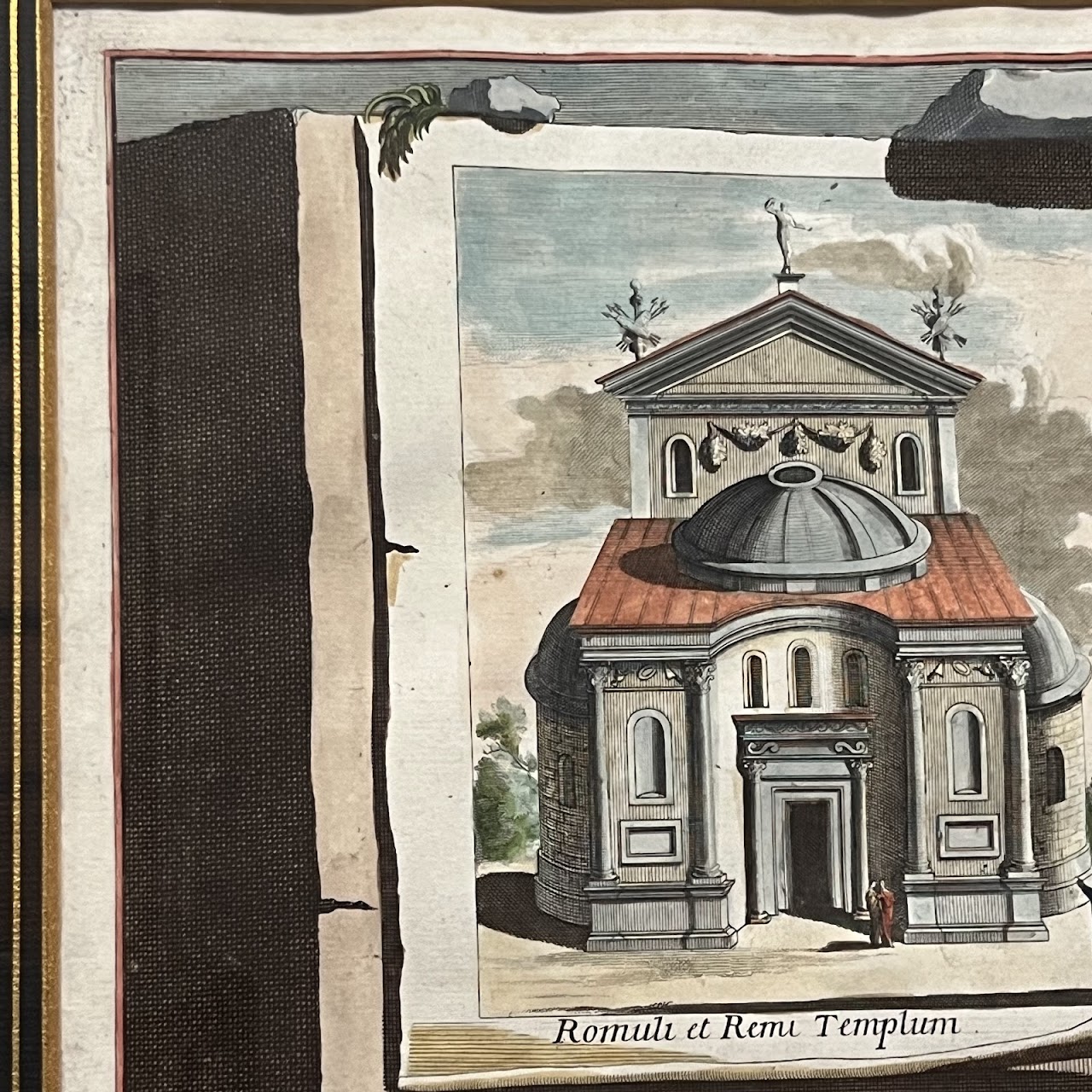 Early 18th C. Jan Goeree 'Temple of Romulus' Hand-Colored Engraving