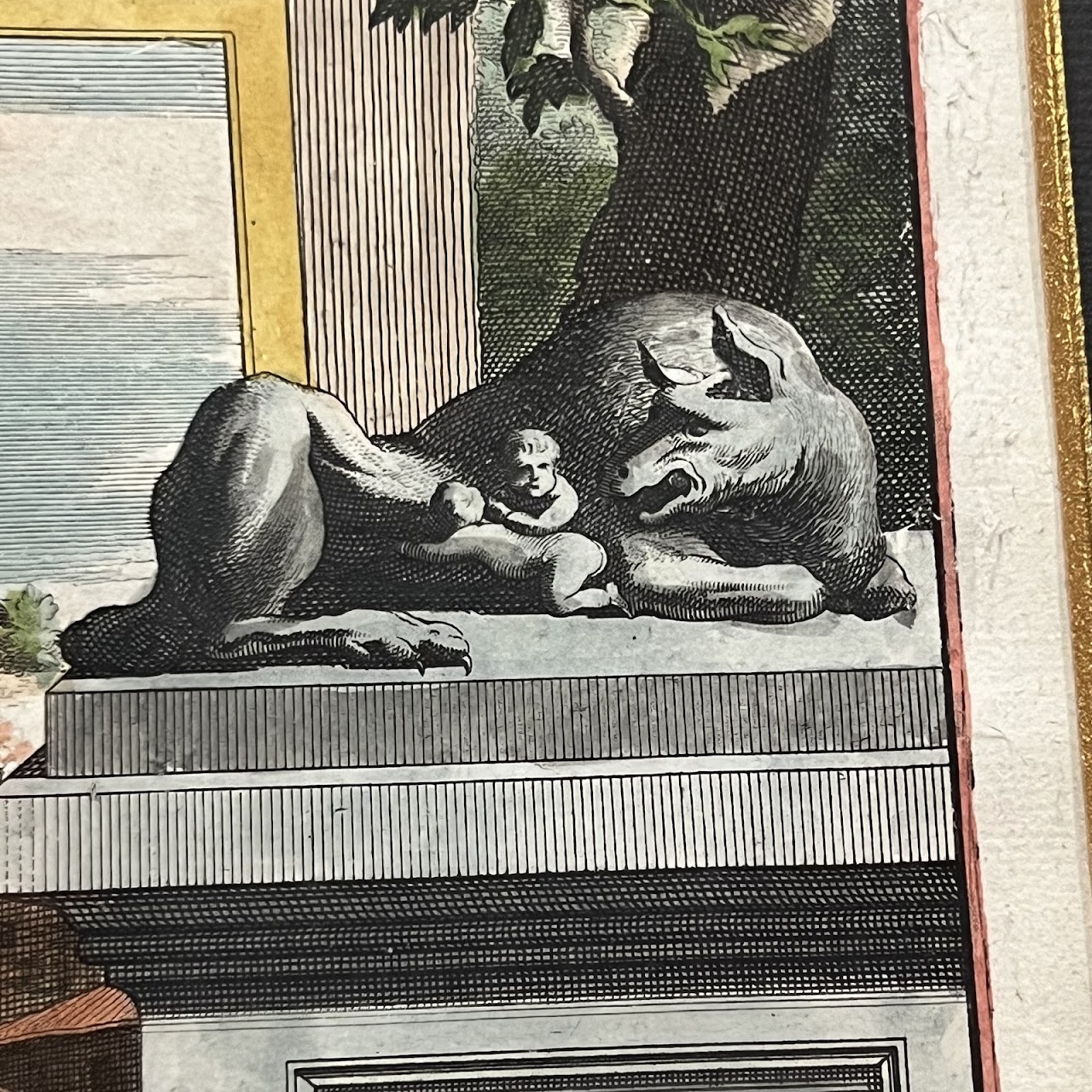 Early 18th C. Jan Goeree 'Temple of Romulus' Hand-Colored Engraving