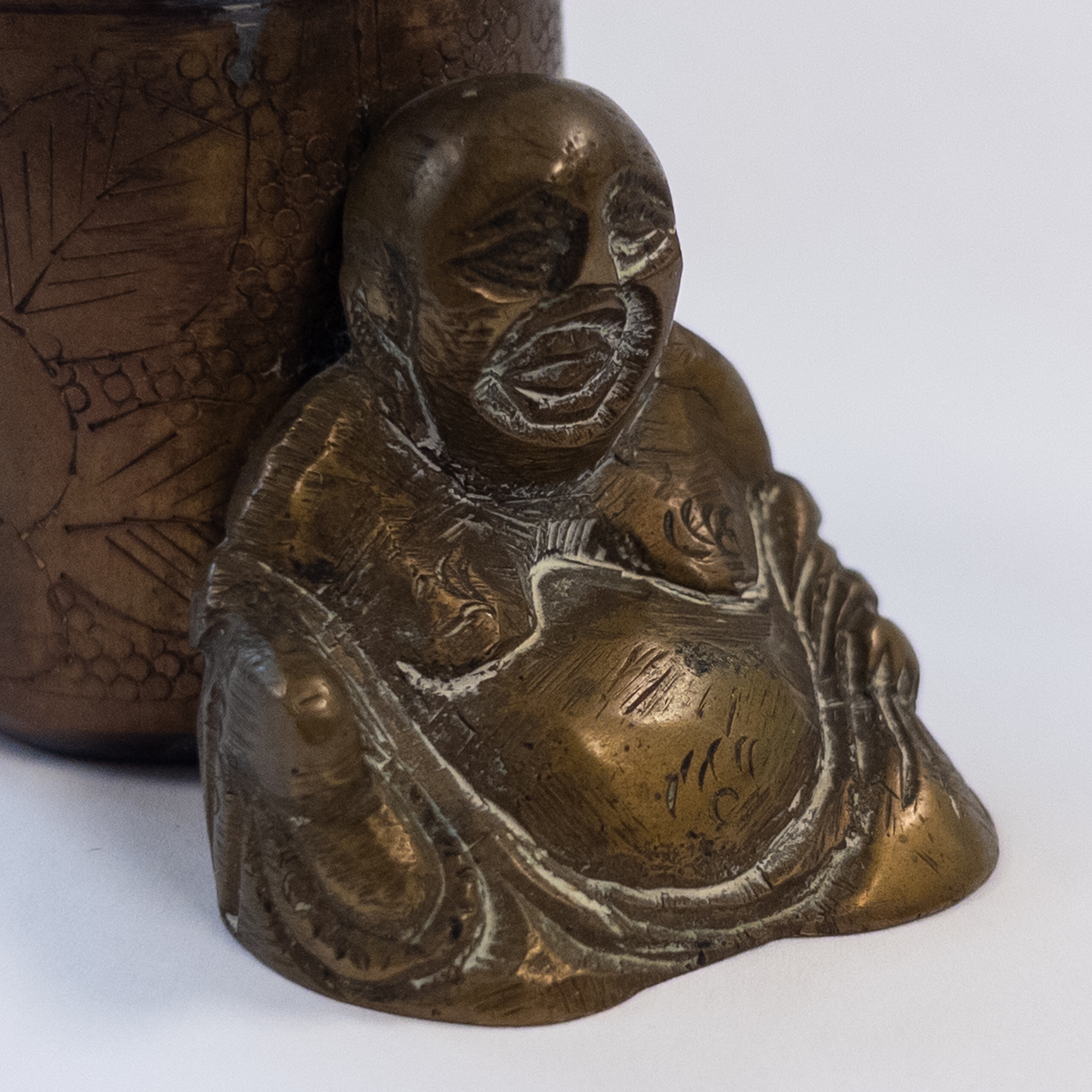 Vintage Brass Buddha Miniature Vessel