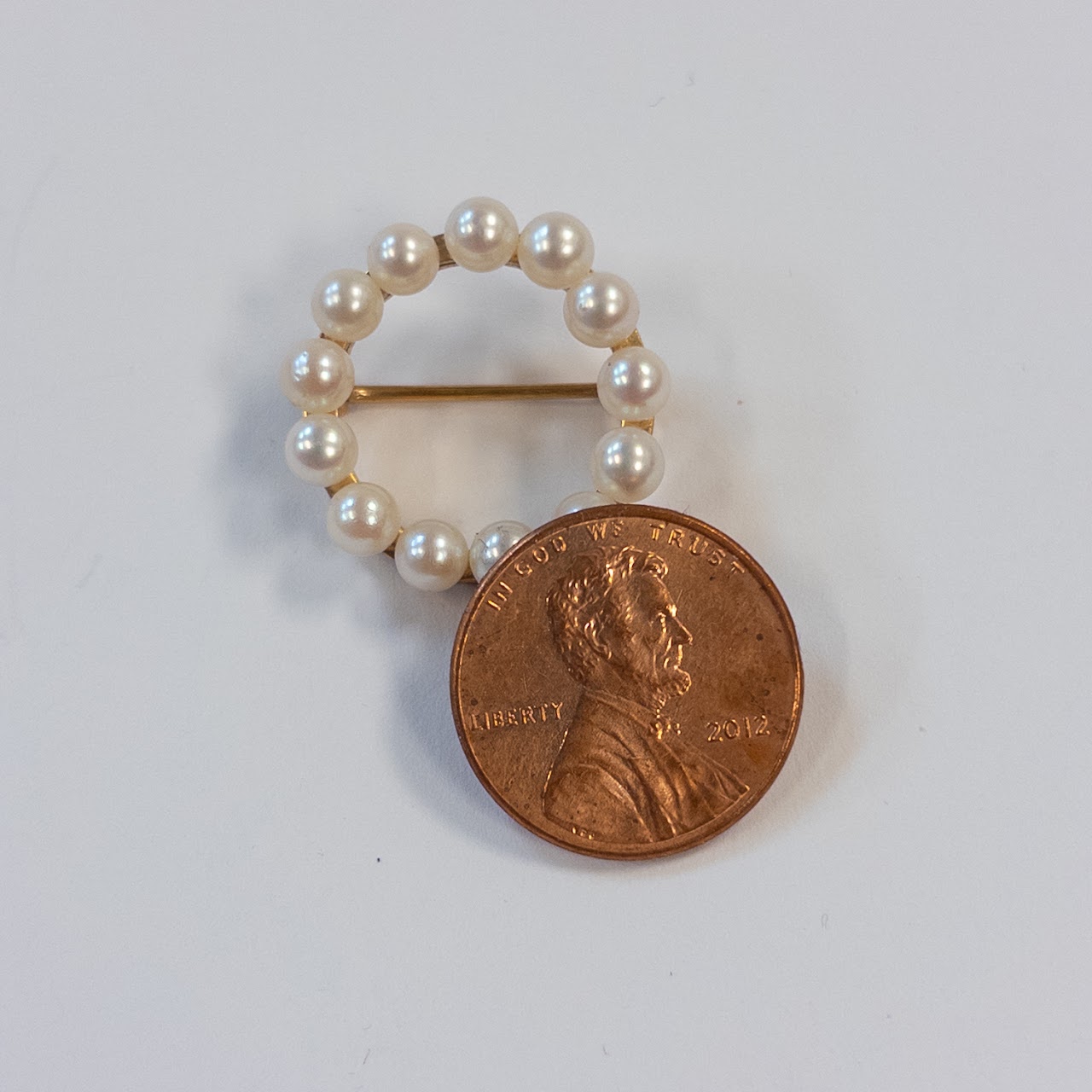 14K Gold and Pearl Circular Brooch