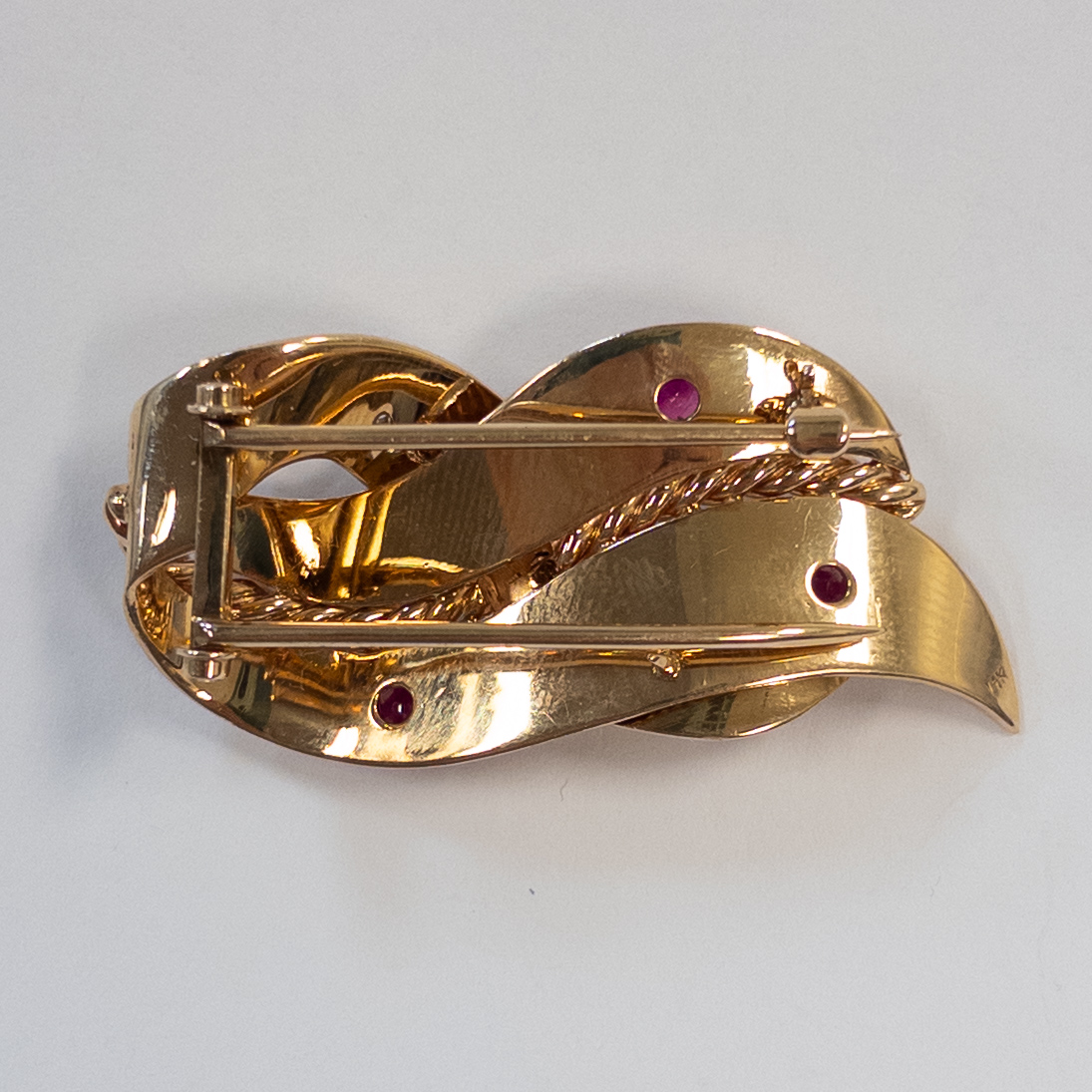 14K Gold, Ruby, and Diamond Brooch