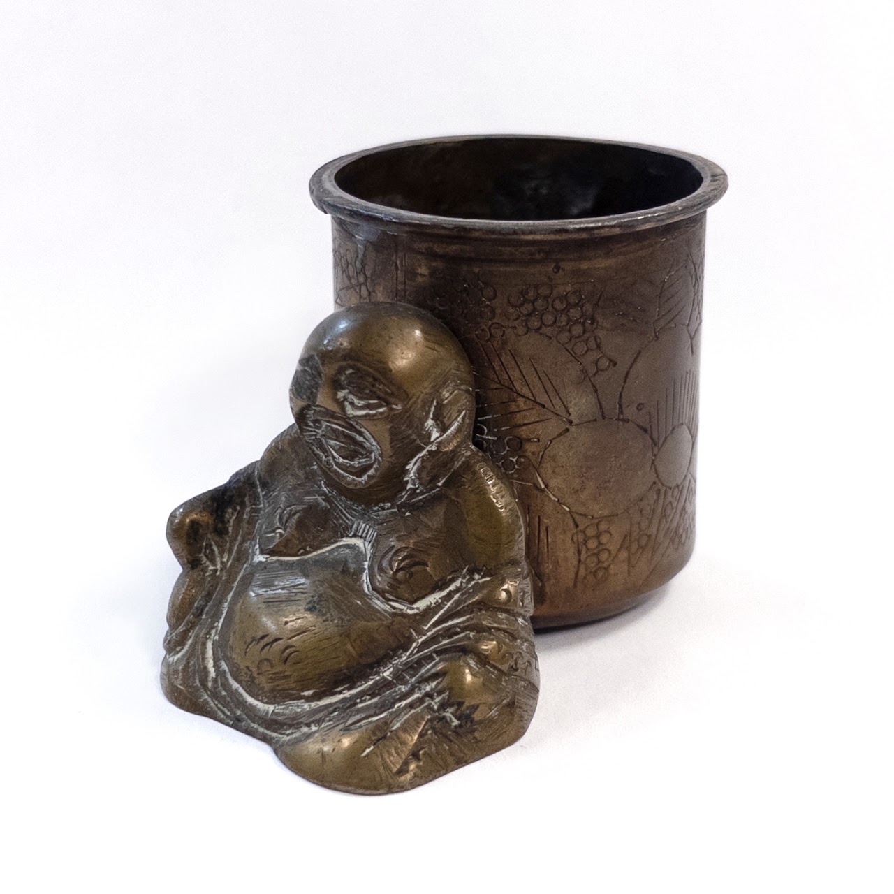 Vintage Brass Buddha Miniature Vessel