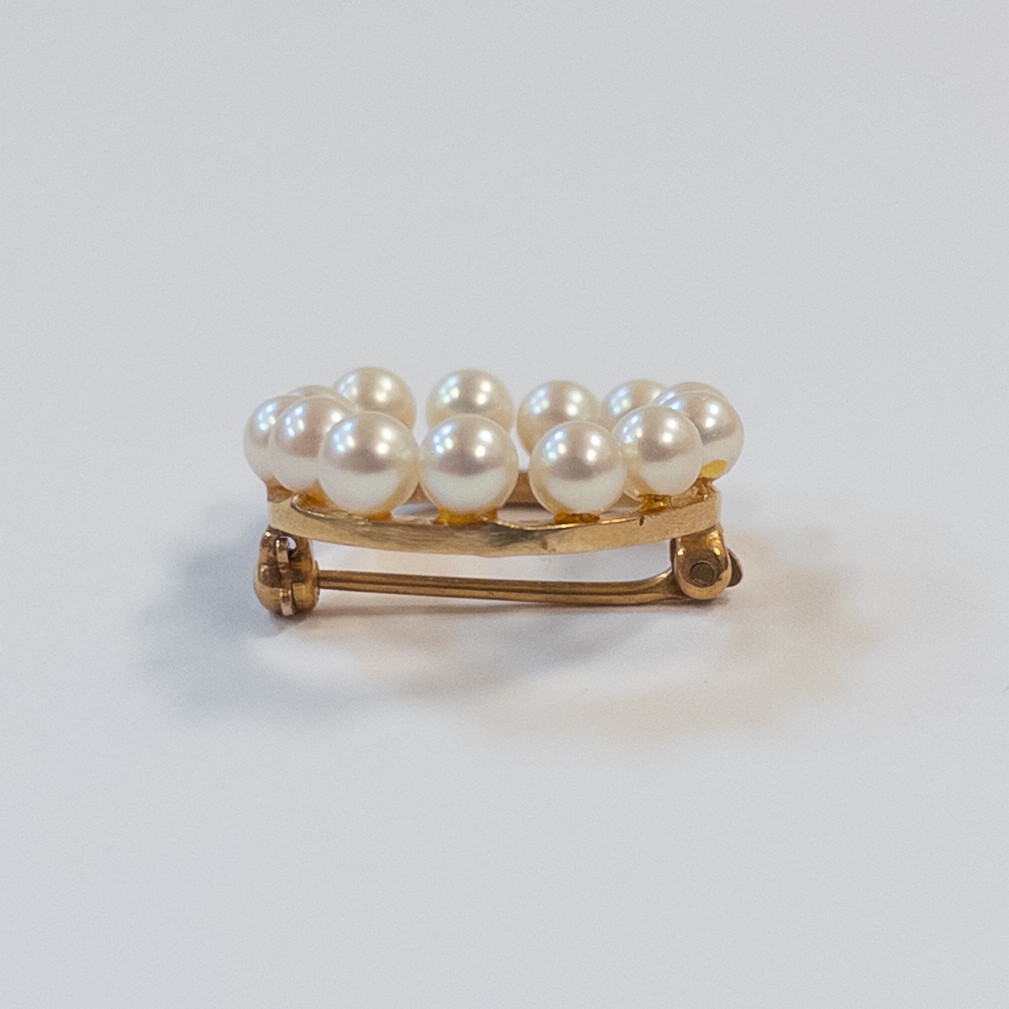 14K Gold and Pearl Circular Brooch