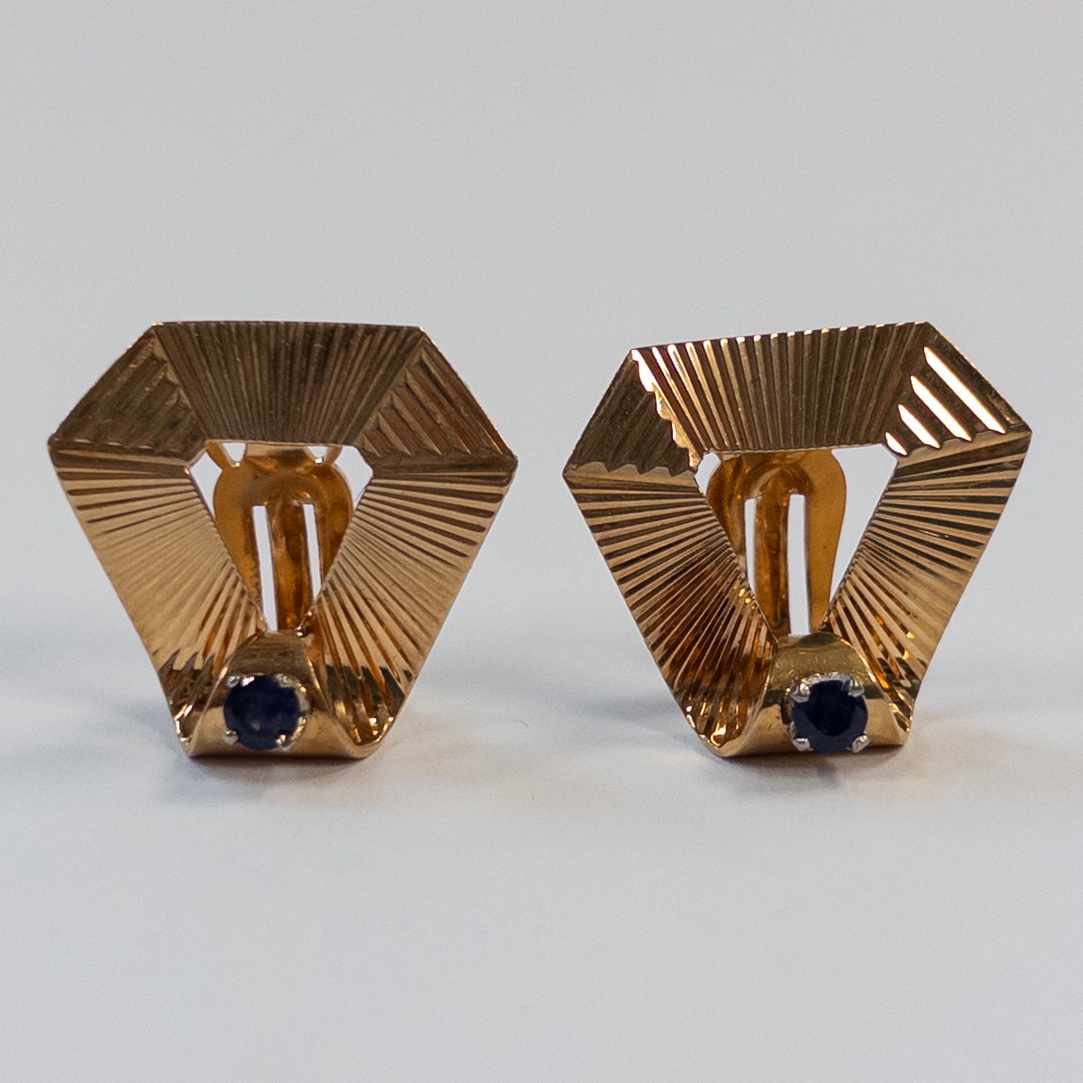 14K Gold and Sapphire Clip Earrings