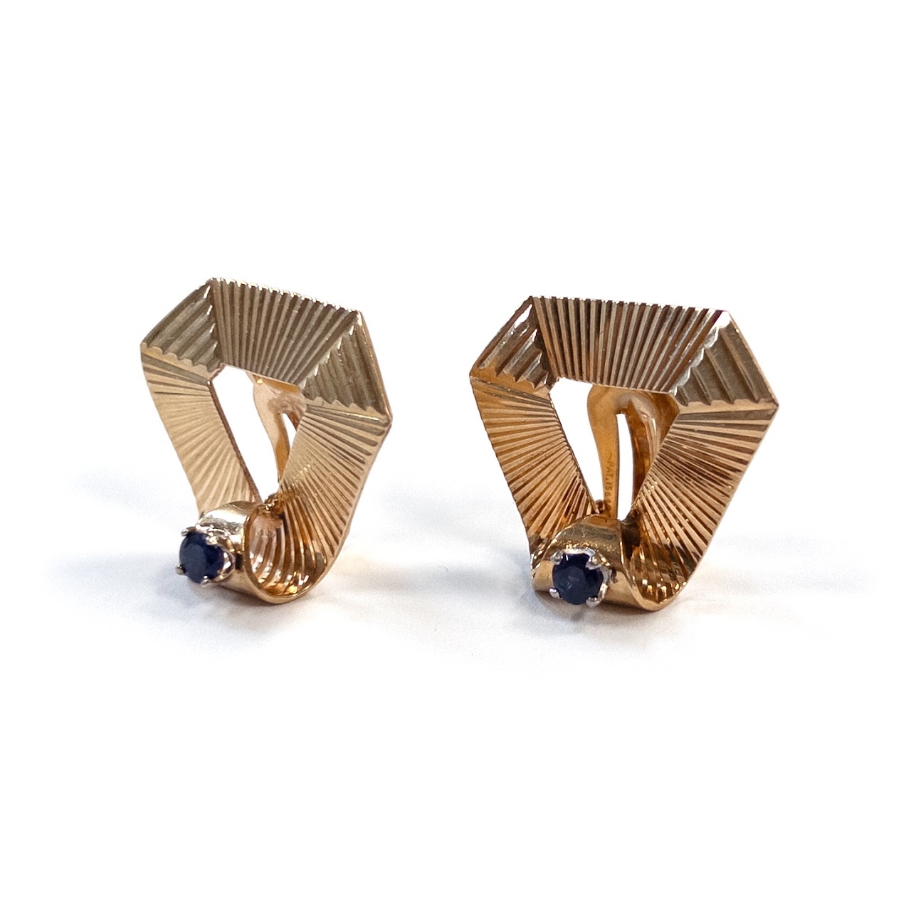 14K Gold and Sapphire Clip Earrings