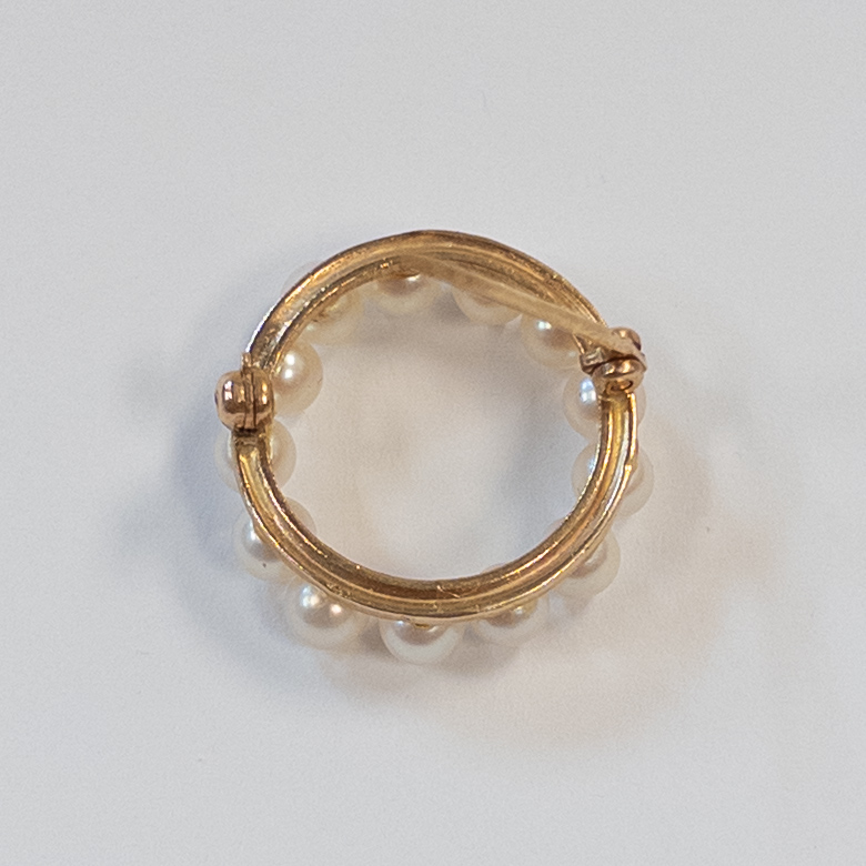 14K Gold and Pearl Circular Brooch