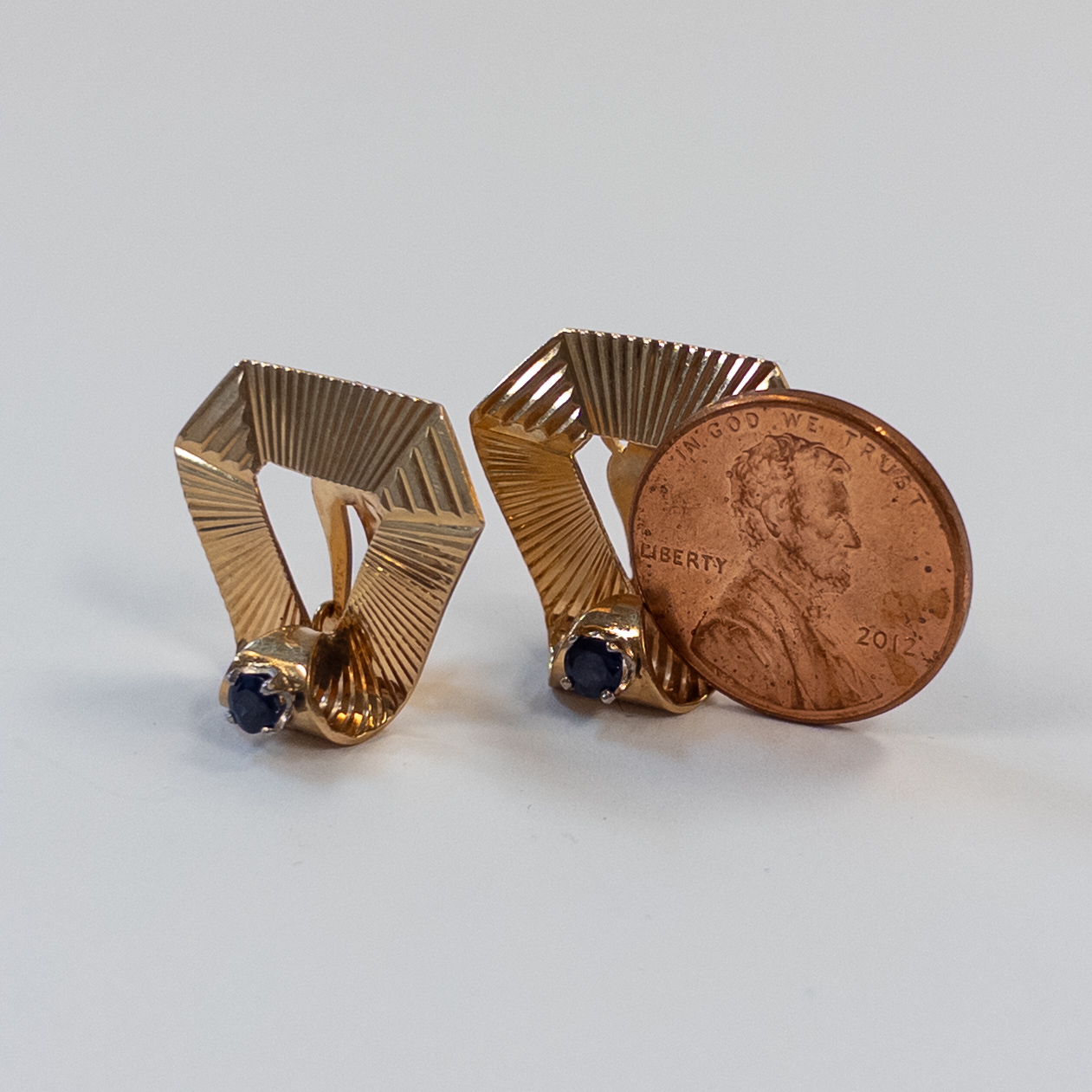 14K Gold and Sapphire Clip Earrings