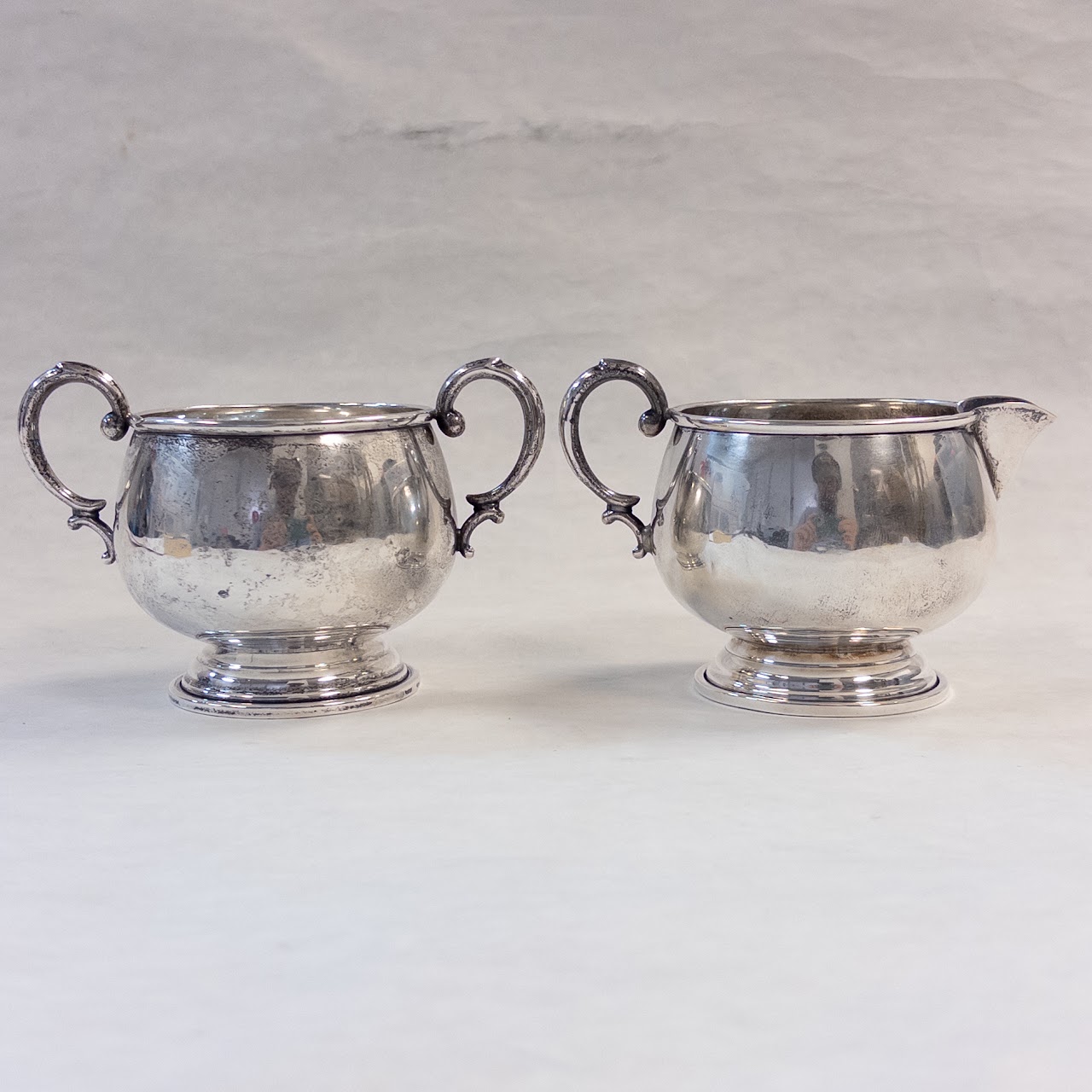 Sterling Silver Creamer and Sugar Bowl