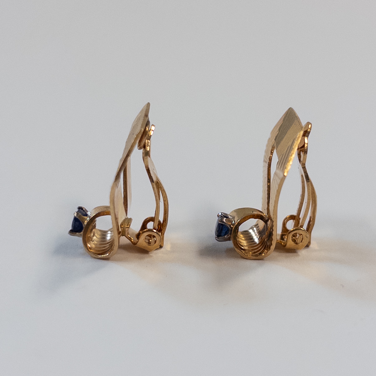 14K Gold and Sapphire Clip Earrings