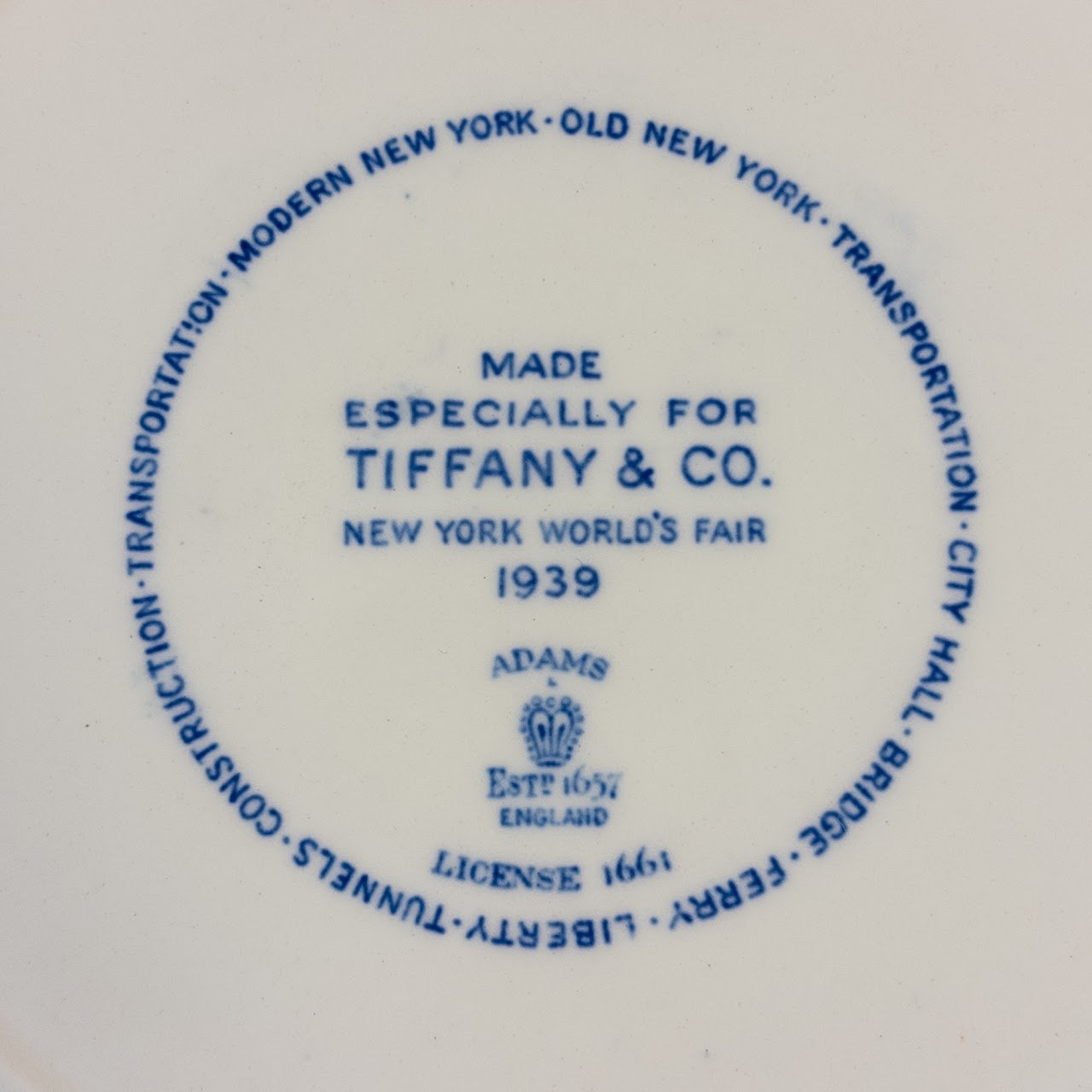 Tiffany & Co. 1939 New York World's Fair Commemorative Plate